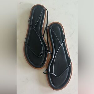 J. Crew Black Strappy Sandals with Brown Sole Trim